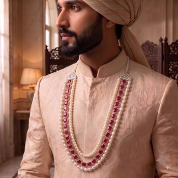Maroon kundan pearl sherwani necklace – elegant traditional jewellery 5