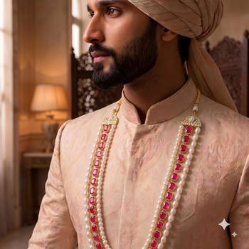Rani kundan pearl necklace – grand groom wedding jewellery 5