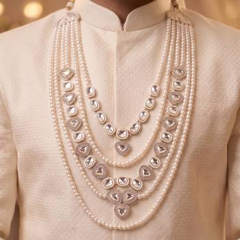 White kundan pearl necklace for men – timeless wedding accessory 1