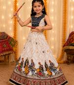Nevy blue rayon cotton printed chaniya choli for navratri for kid