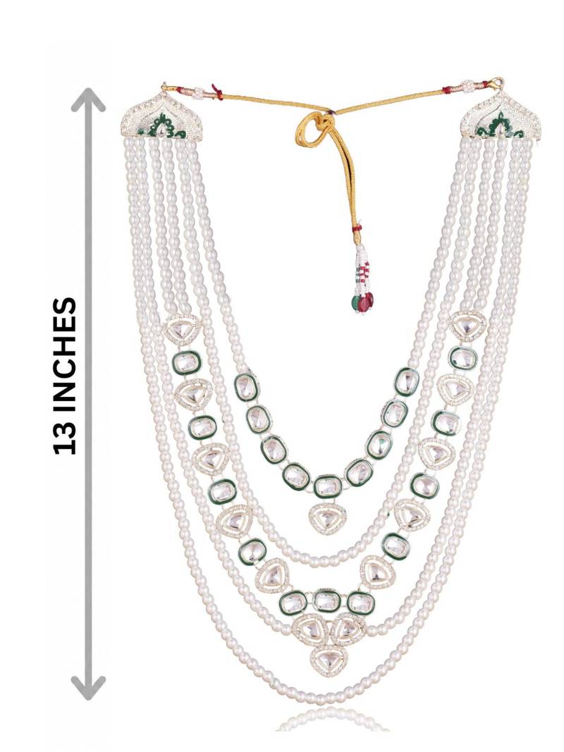 Green kundan pearl necklace for men – traditional wedding jewellery
