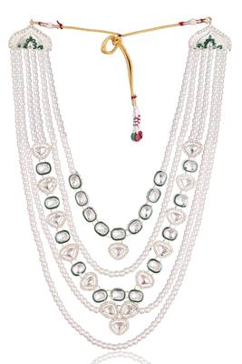 Green kundan pearl necklace for men – traditional wedding jewellery 4