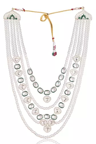 Green kundan pearl necklace for men – traditional wedding jewellery