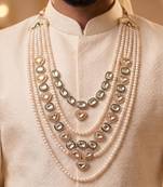 Green kundan pearl necklace for men – traditional wedding jewellery