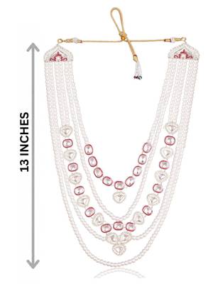 Maroon kundan pearl necklace for men – designer groom jewellery 4