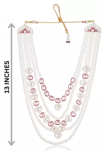 Maroon kundan pearl necklace for men – designer groom jewellery