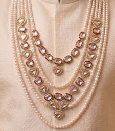 Maroon kundan pearl necklace for men – designer groom jewellery