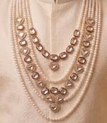 Maroon kundan pearl necklace for men – designer groom jewellery