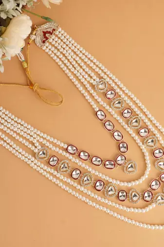 Rani kundan pearl groom necklace – classic wedding accessory