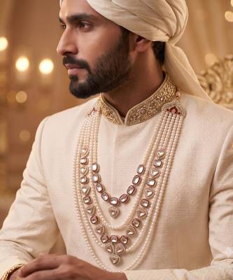 Rani kundan pearl groom necklace – classic wedding accessory 1