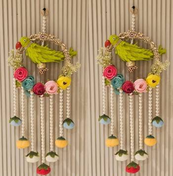 handmade decorative traditional hanging  multicolour pom pom toran for home decor (pack of 2) 1