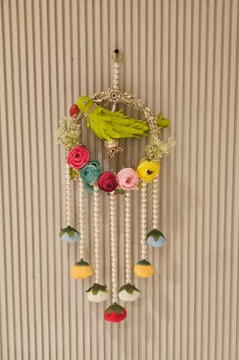 handmade decorative traditional hanging  multicolour pom pom toran for home decor (pack of 2)