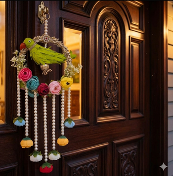handmade decorative traditional hanging  multicolour pom pom toran for home decor (pack of 2) 4