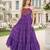 purple georgette navratri free size stitched anarkali suit with bandhani printed work