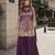 purple chinon free size stitched plazzo suit with embroidery work