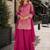 magenta chinon free size stitched plazzo suit with embroidery work