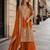 orange chinon readymade plazzo suit with embroidery sequence work