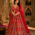 Red color Zari Work Dori Embroidered Metalic SequinsCrystal work silk blend lehenga choli set