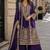 violet chinon readymade plazzo suit with embroidery sequence work