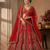 Red color Zari Work Dori Embroidered Metalic SequinsCrystal work silk blend lehenga choli set