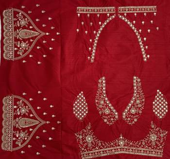 Red color Zari Work Dori Embroidered Metalic SequinsCrystal work silk blend lehenga choli set 5