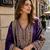 violet chinon readymade plazzo suit with embroidery sequence work