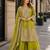 olive chinon readymade plazzo suit with embroidery sequence work