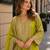 olive chinon readymade plazzo suit with embroidery sequence work