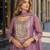 lavender simmar silk blend   free size stitched plazzo suit with embroidery & mirror work