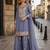 blue simmar silk blend   free size stitched plazzo suit with embroidery & mirror work