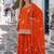 orange chinon semi stitched suit with embroidery & sequence work