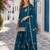 teal chinon semi stitched suit with embroidery & sequence work