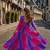 blue georgette readymade navratri anarkali with leheriya & kutchi patchwork
