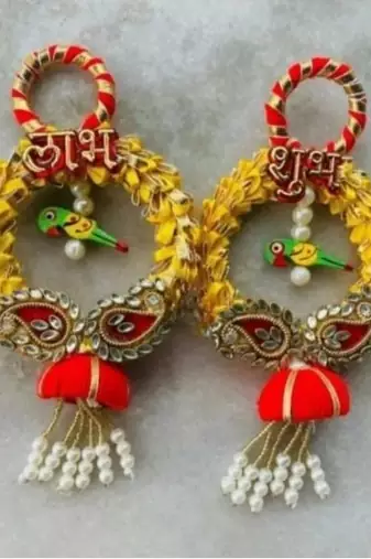 decorative shubh labh hanging perfect for home decoration (pack of 2)