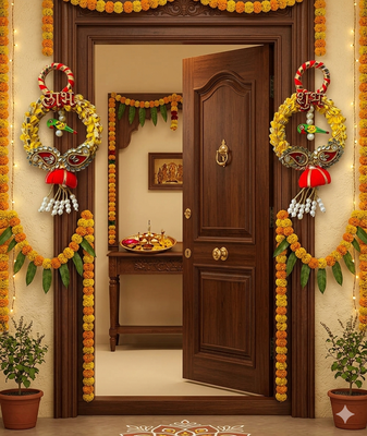 decorative shubh labh hanging perfect for home decoration (pack of 2) 2