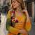 yellow georgette readymade navratri anarkali with leheriya & kutchi patchwork