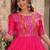 rani silk blend  free size stitched navratri anarkali with multi thread & mirror work