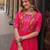 rani silk blend  free size stitched navratri anarkali with multi thread & mirror work