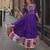 violet silk blend  free size stitched navratri anarkali with multi thread & mirror work
