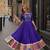 violet silk blend  free size stitched navratri anarkali with multi thread & mirror work