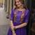 violet silk blend  free size stitched navratri anarkali with multi thread & mirror work
