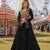 black rayon free size stitched navratri anarkali with kutchi gamthi thread work