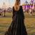 black rayon free size stitched navratri anarkali with kutchi gamthi thread work