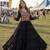 black rayon free size stitched navratri anarkali with kutchi gamthi thread work