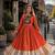 orange rayon free size stitched navratri anarkali with kutchi gamthi thread work