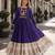 violet rayon free size stitched navratri anarkali with kutchi gamthi thread work