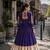 violet rayon free size stitched navratri anarkali with kutchi gamthi thread work