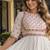 white cotton free size stitched navratri anarkali with multi thread  & gota patti work