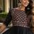 black cotton free size stitched navratri anarkali with multi thread  & gota patti work