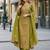 olive chinon readymade suit with zari & thread embroidered work 